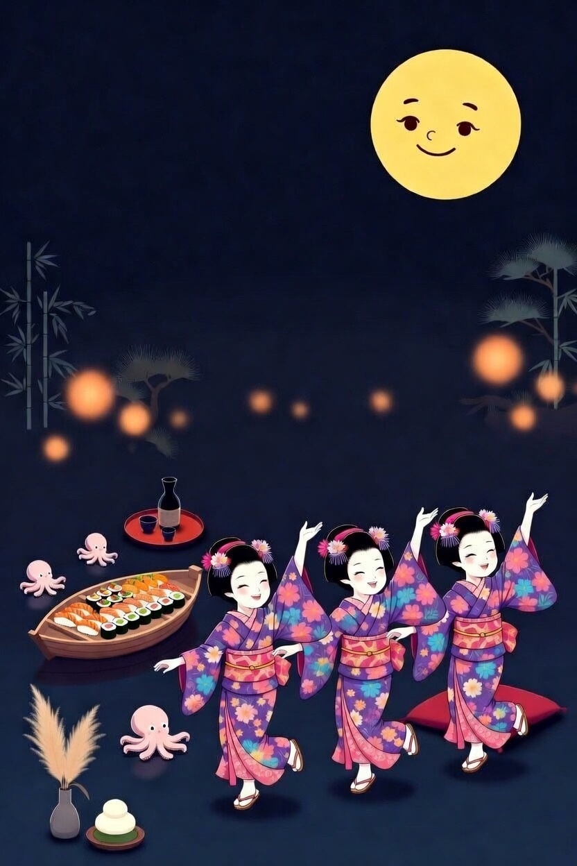 月見の宴 微笑む月